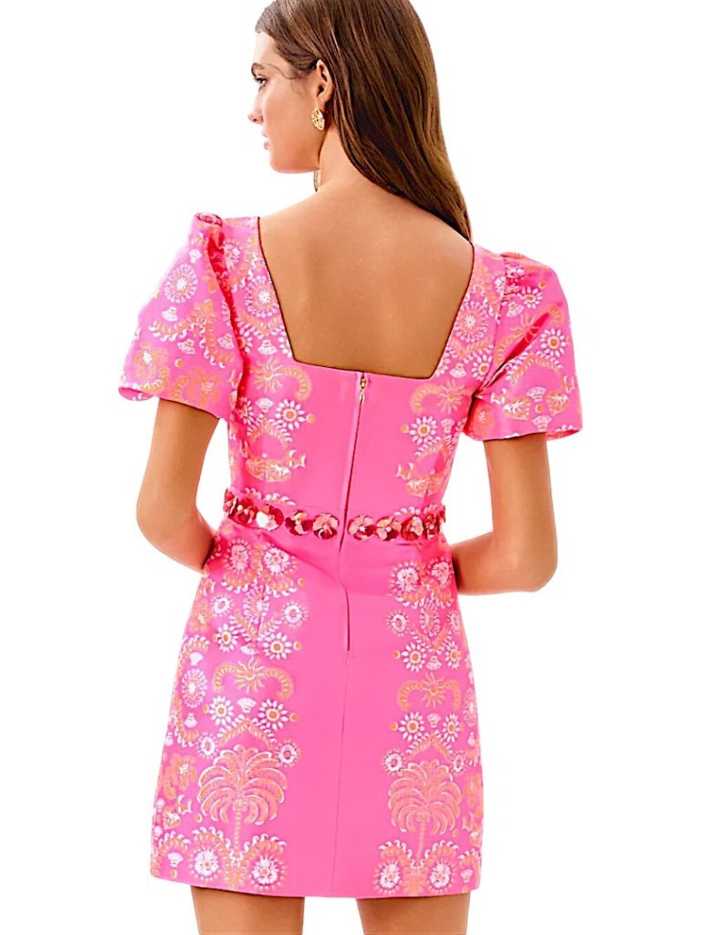 Lilly Pulitzer Cohen Skirted Romper in Sunkissed Pink/Breezy Palm NWT - Size 0 - Picture 6 of 9